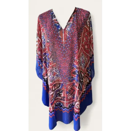 6pk: Rød/blå kaftan