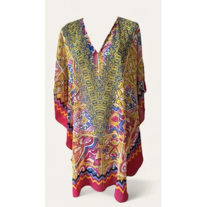 6pk: Cerise/gul kaftan